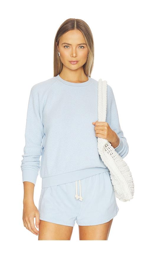 perfectwhitetee fleece crew neck sweatshirt in baby blue. - size l (also in m)