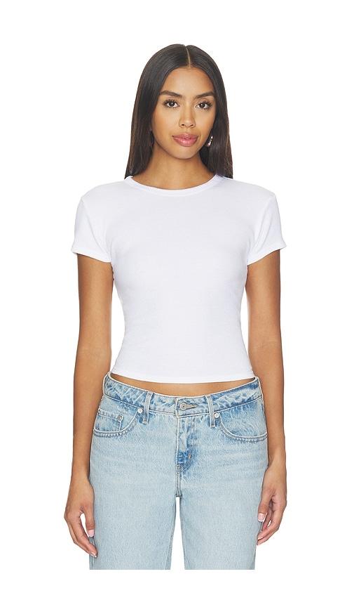 perfectwhitetee maci recycled cotton rib crew neck tee in white. - size l (also in xs, s, m, xl)