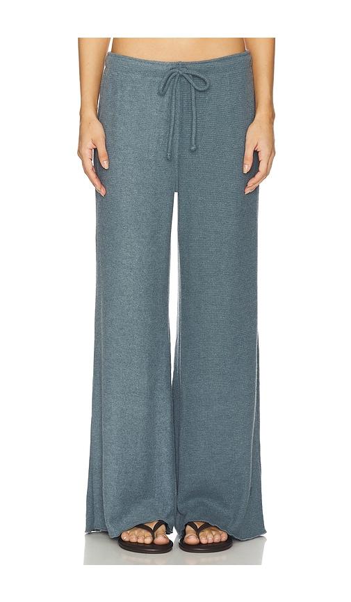 perfectwhitetee maddie waffle drawstring pant in slate. - size l (also in m)