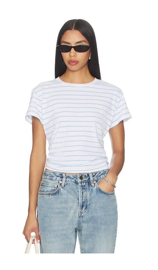 perfectwhitetee stripe boxy crewneck tee in baby blue. - size s (also in xl)