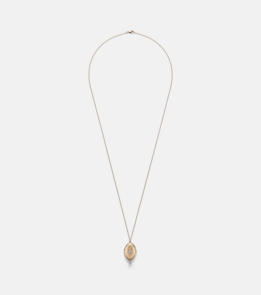 persée 9kt gold locket necklace with diamonds