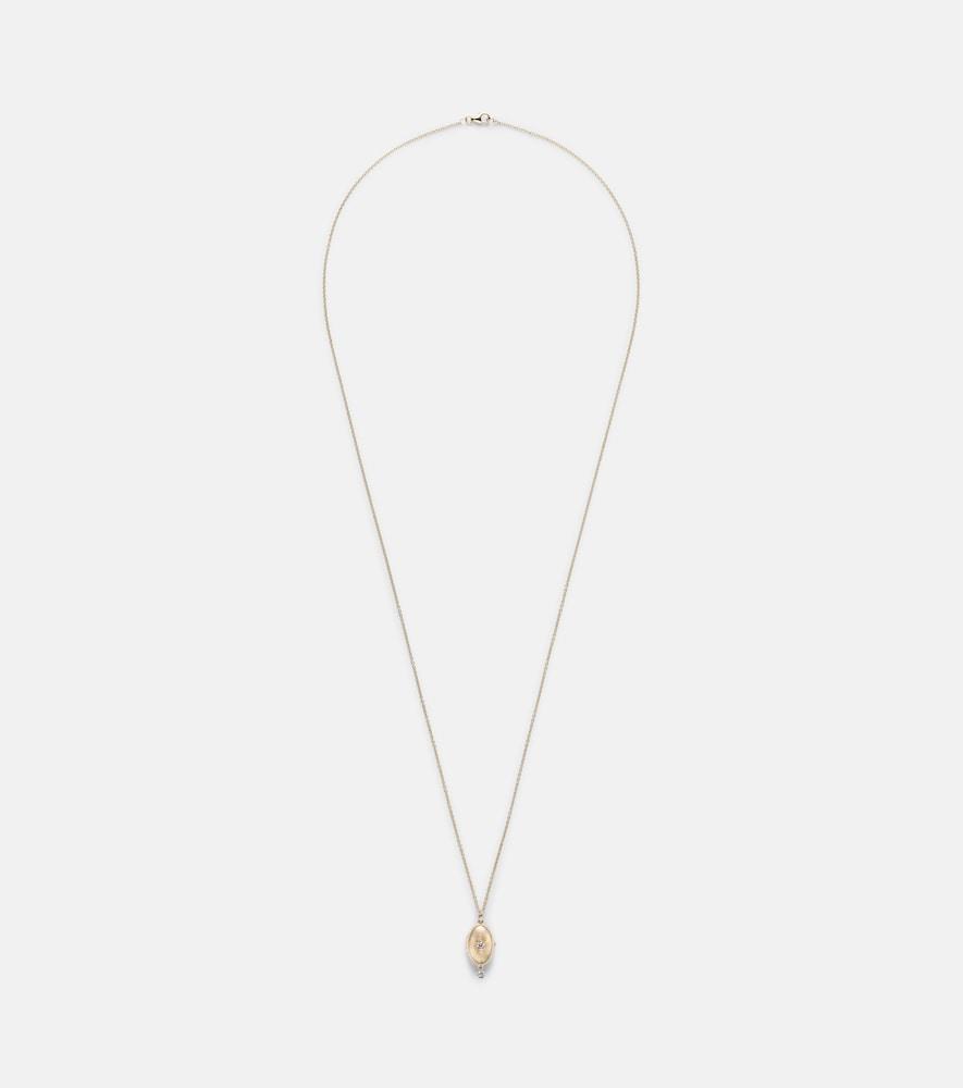 persée 9kt gold locket necklace with diamonds
