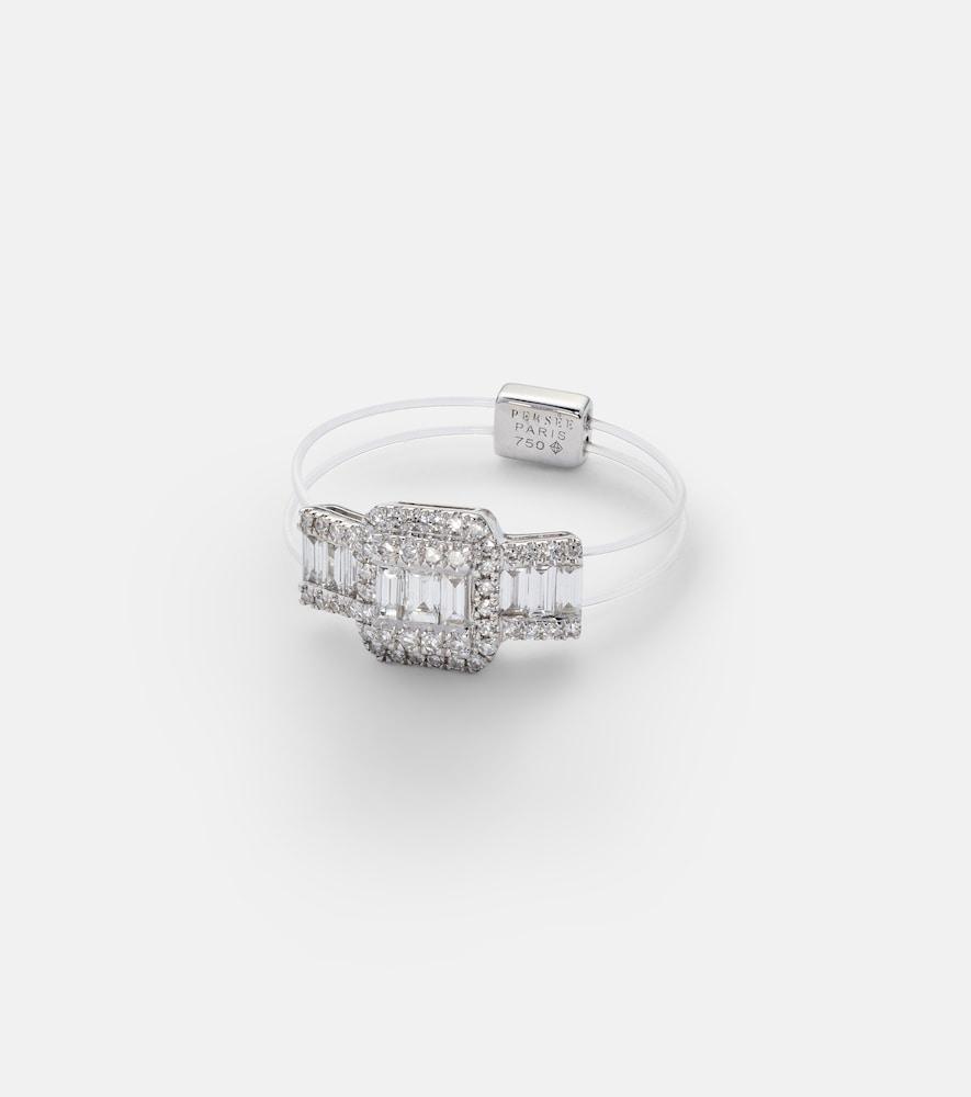 persée floating 18kt white gold ring with diamonds