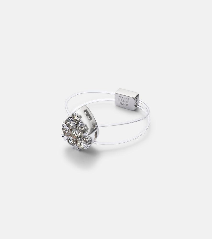 persée floating 18kt white gold ring with diamonds