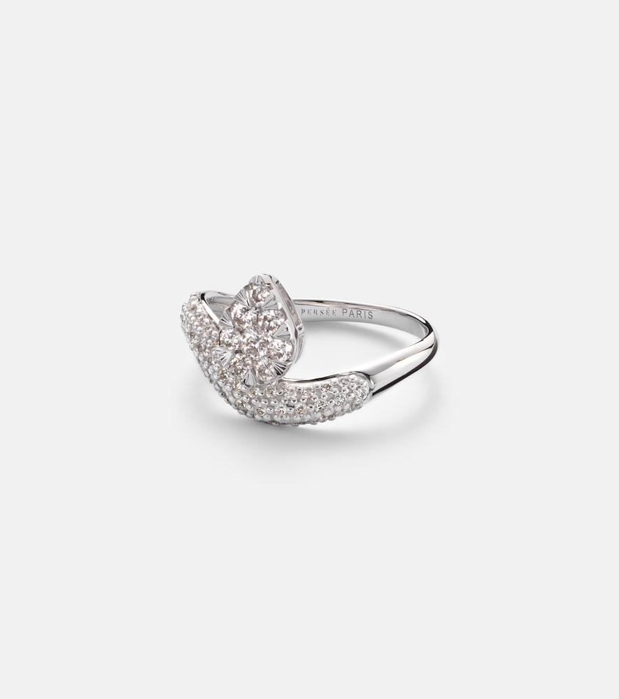 persée wave alliance 18kt white gold ring with diamonds