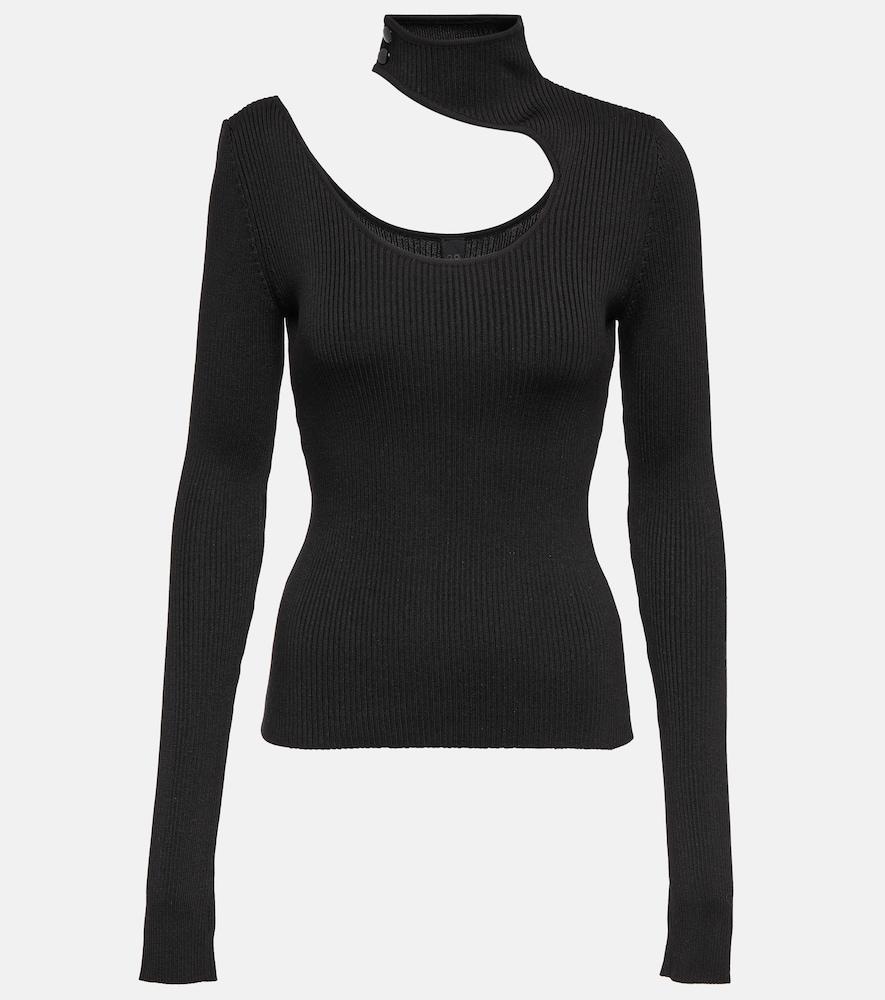 petar petrov fiz cutout ribbed-knit silk top