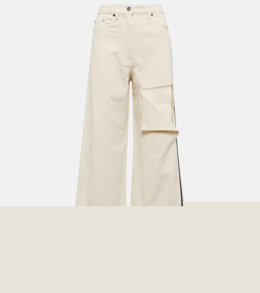 peter do distressed high-rise wide-leg jeans