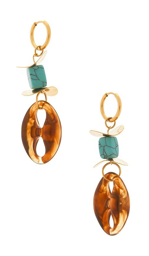 petit moments acrylic link earrings in teal.