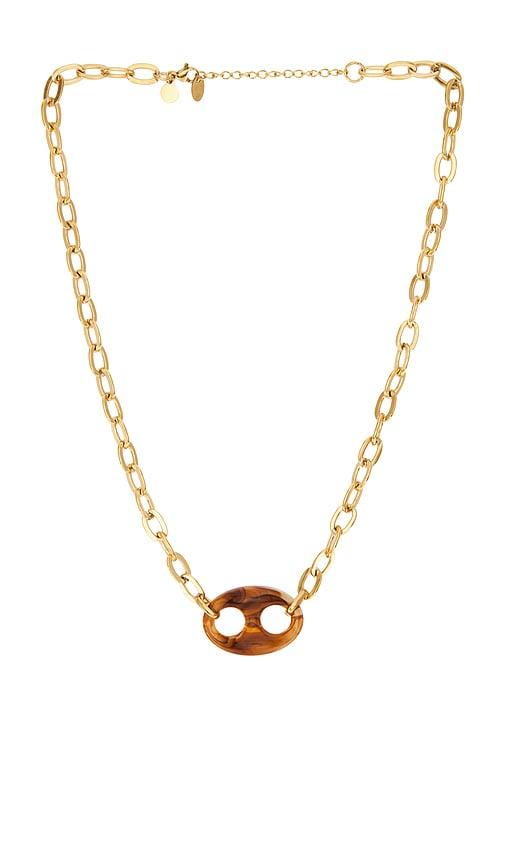 petit moments acrylic link necklace in brown.