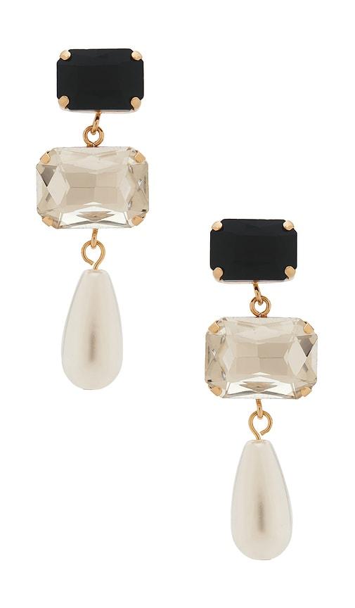 petit moments alexis pearl drop earrings in black.