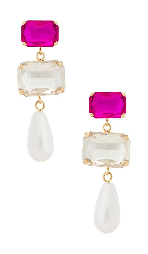 petit moments alexis pearl drop earrings in pink.