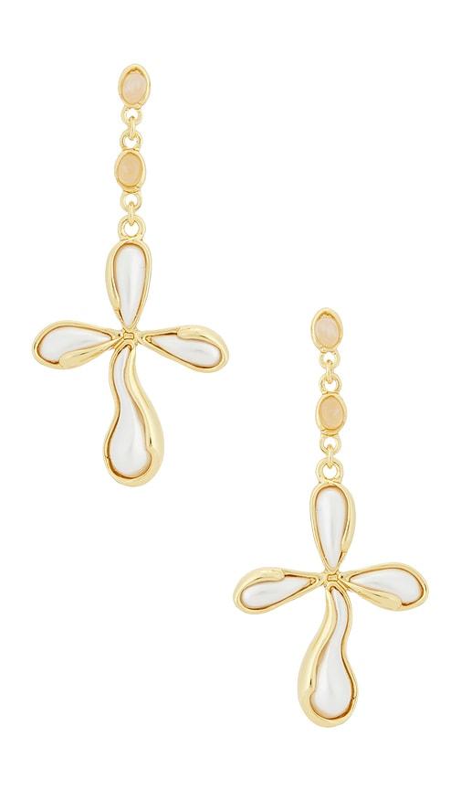 petit moments amulet earrings in metallic gold.