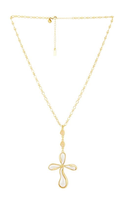 petit moments amulet necklace in metallic gold.