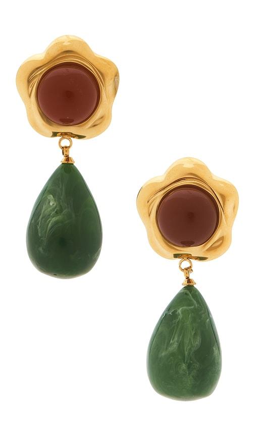 petit moments beachcomber earrings in metallic gold,green.