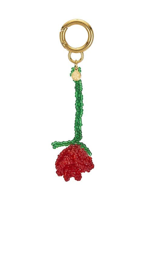 petit moments beaded rosette keychain in metallic gold.