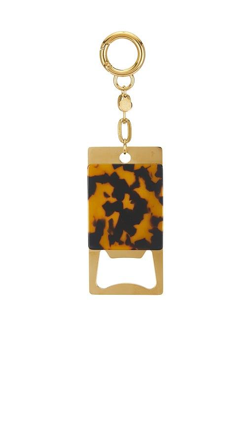 petit moments bottle opener carabiner keychain in metallic gold.