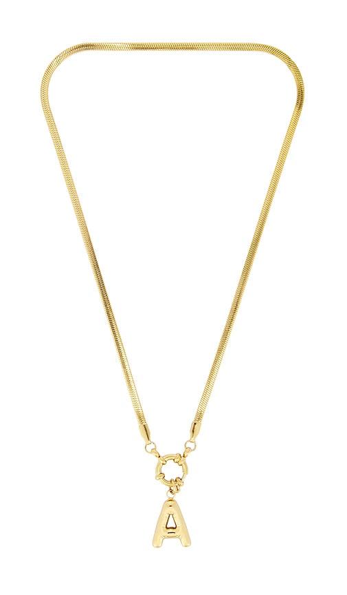 petit moments bubble initial herringbone necklace in metallic gold. - size a (also in d, o, s)