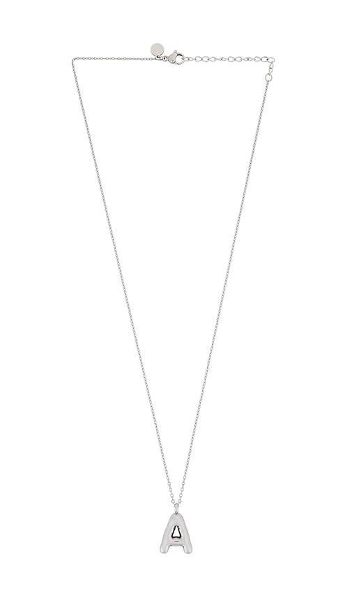 petit moments bubble initial necklace in metallic silver. - size i (also in r)
