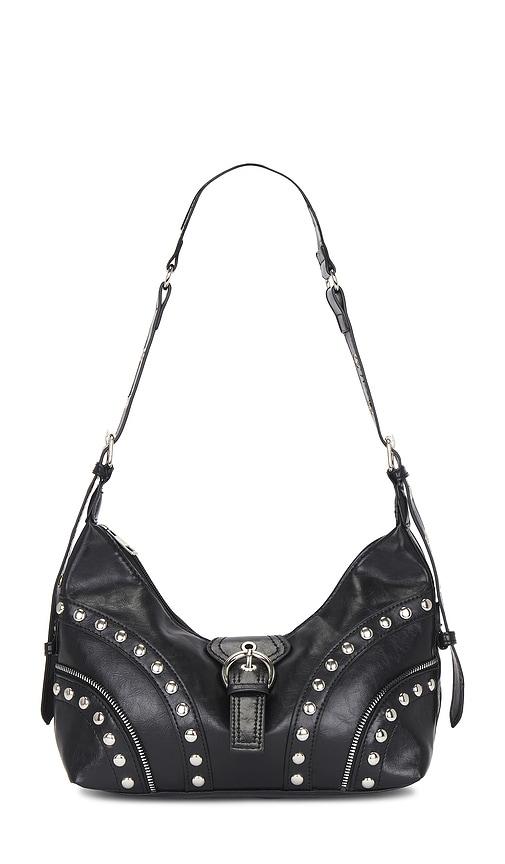 petit moments buckle up bag in black.