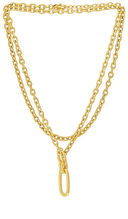 petit moments carabiner necklace in metallic gold.