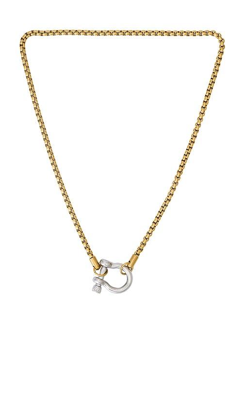 petit moments chunky carabiner necklace in metallic gold,metallic silver.