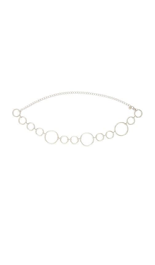 petit moments circle chain belt in metallic silver.