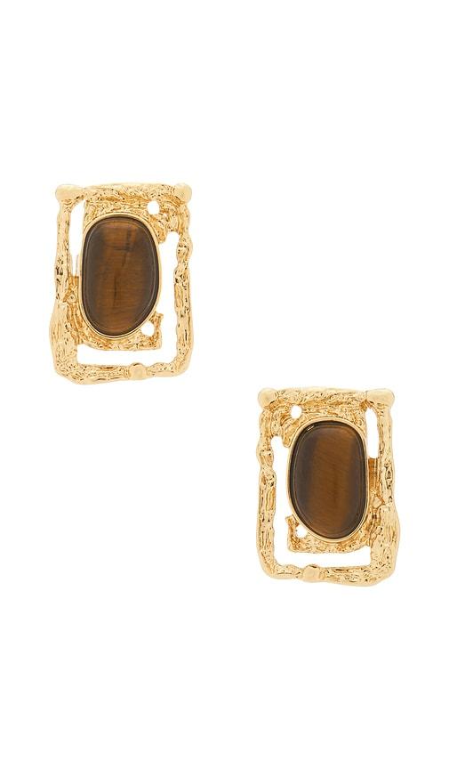 petit moments coastal gem earrings in metallic gold,brown.