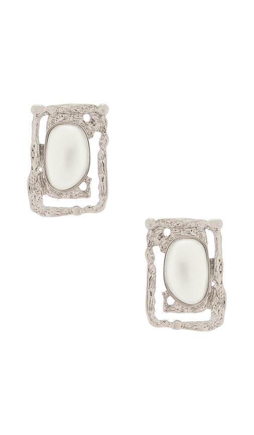 petit moments coastal gem earrings in metallic silver.