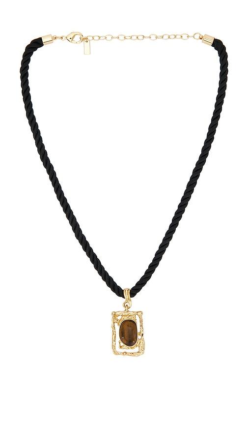 petit moments coastal gem necklace in metallic gold,brown.