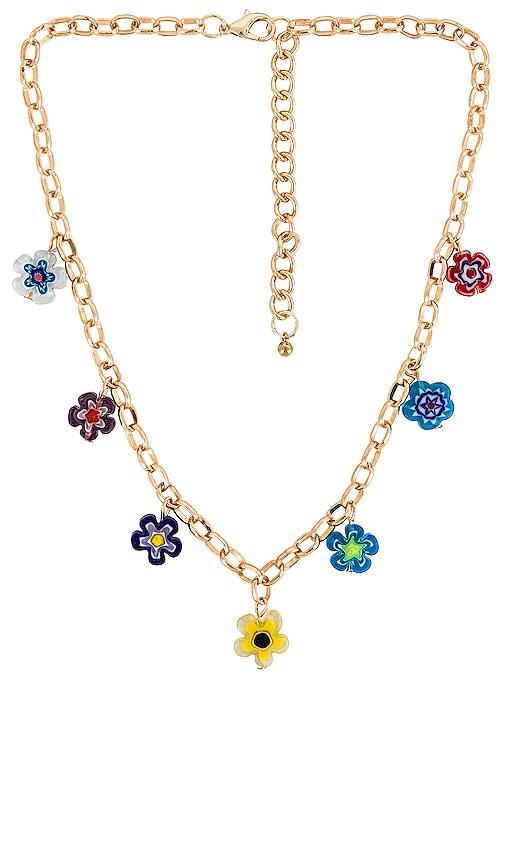 petit moments daisy chain necklace in metallic gold.