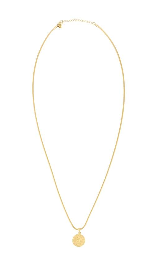 petit moments dubloon necklace in metallic gold.
