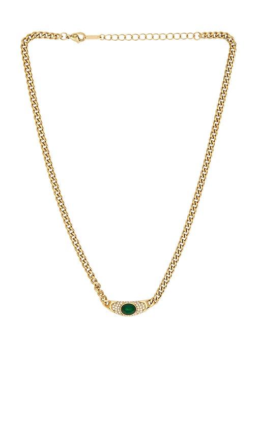 petit moments emerald necklace in metallic gold.