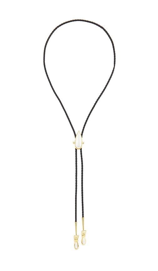 petit moments madea bolo necklace in black,metallic gold.