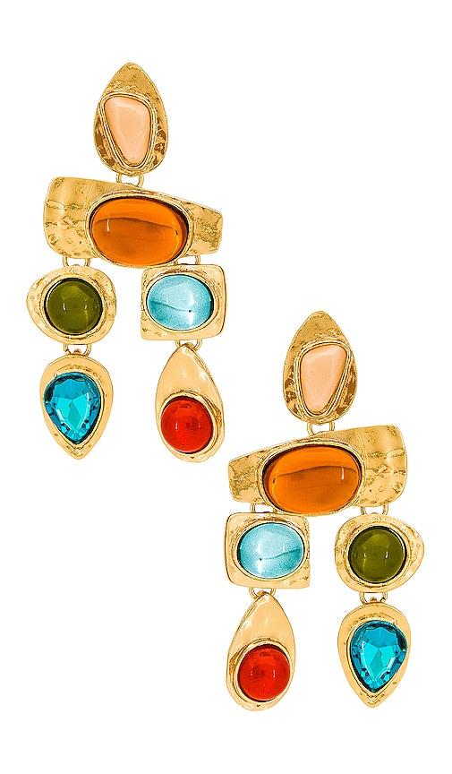 petit moments multi stone earrings in metallic gold.