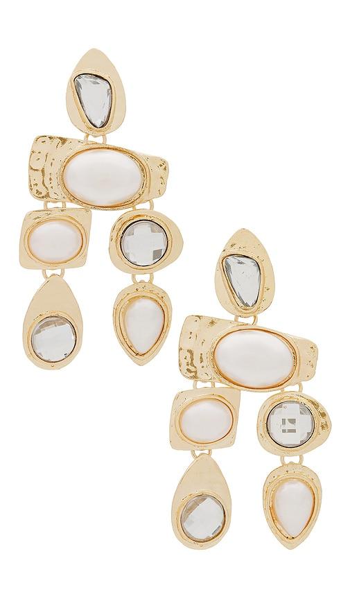 petit moments multi stone earrings in metallic gold.