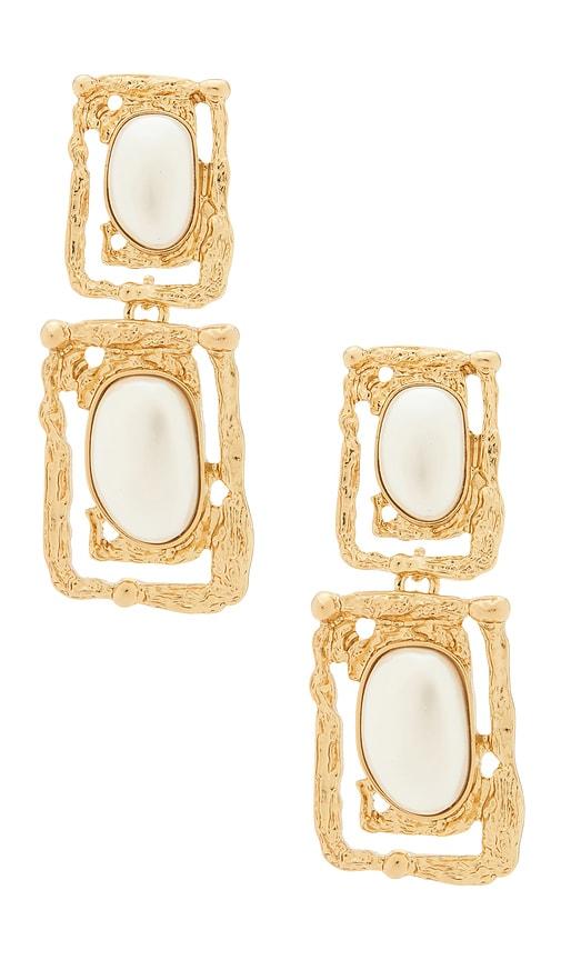 petit moments ocean relic earrings in ivory,metallic gold.