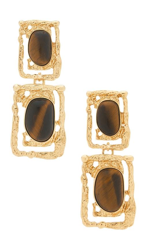 petit moments ocean relic earrings in metallic gold,brown.