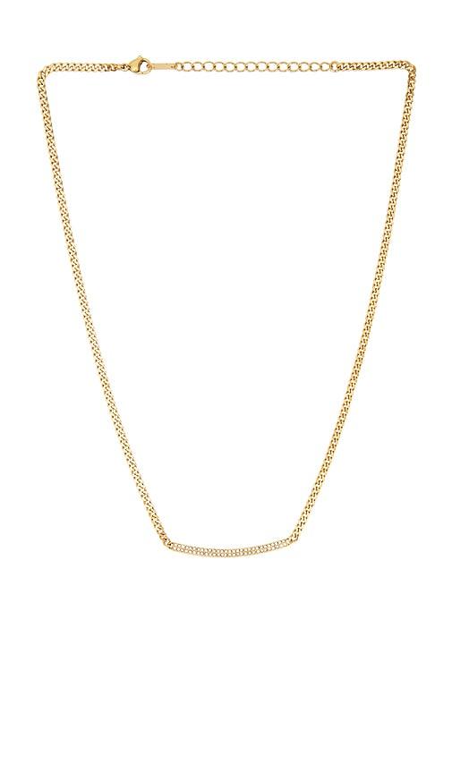 petit moments pave bar necklace in metallic gold.