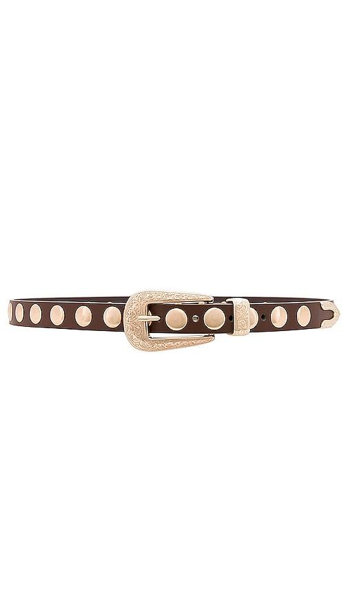 petit moments phoenix belt with disc studs in brown. - size m/l (also in xs/s)