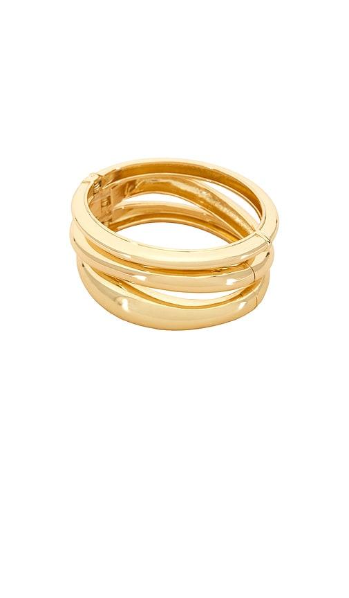 petit moments prato, circle & siena set of 3 cuff in metallic gold.