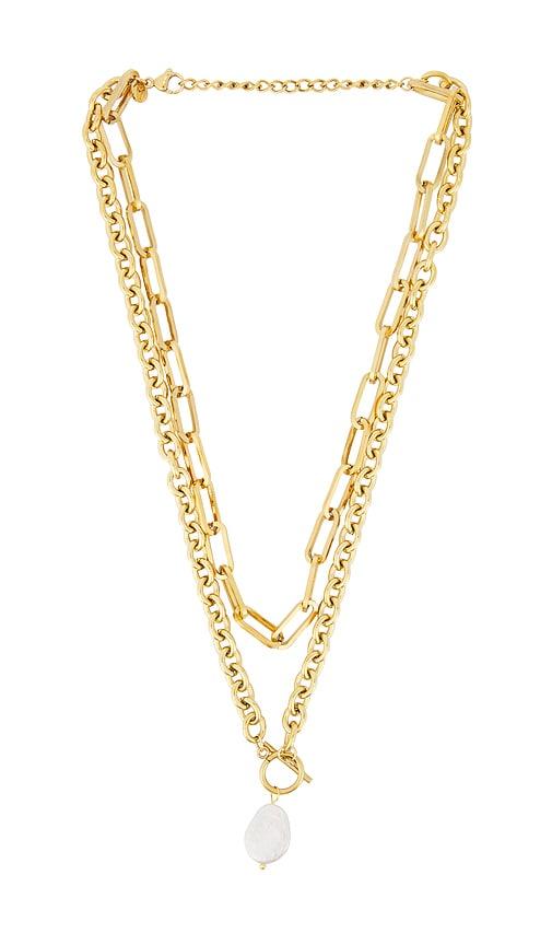 petit moments reading necklace in metallic gold.