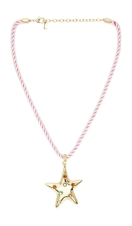 petit moments sea star necklace in metallic gold,pink.