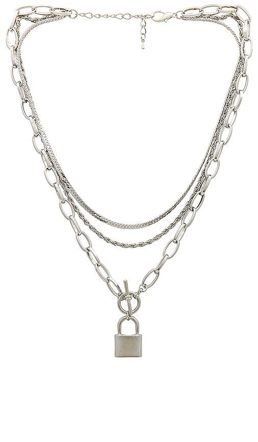 petit moments stronger necklace in metallic silver.