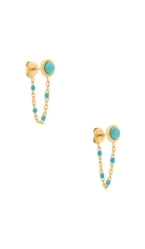petit moments turquoise drop earring in teal.