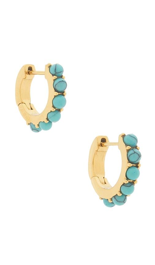 petit moments turquoise stone huggies in teal.