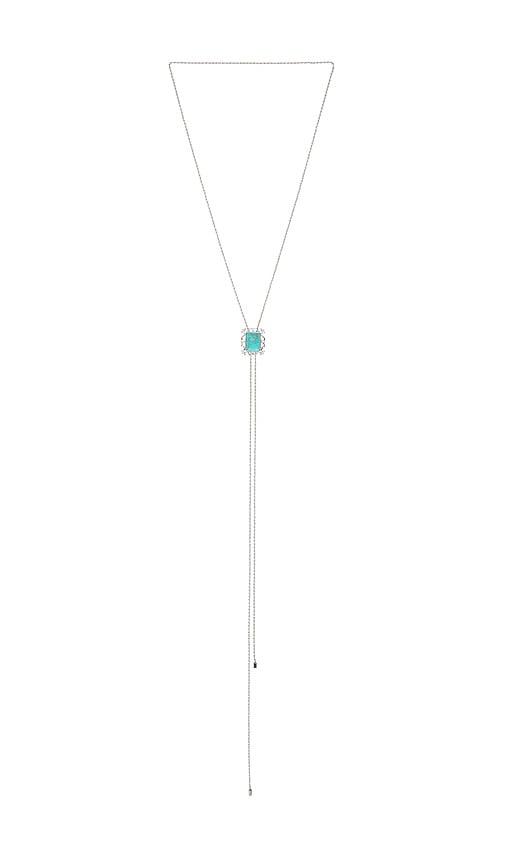 petit moments viva bolo necklace in metallic silver,teal.