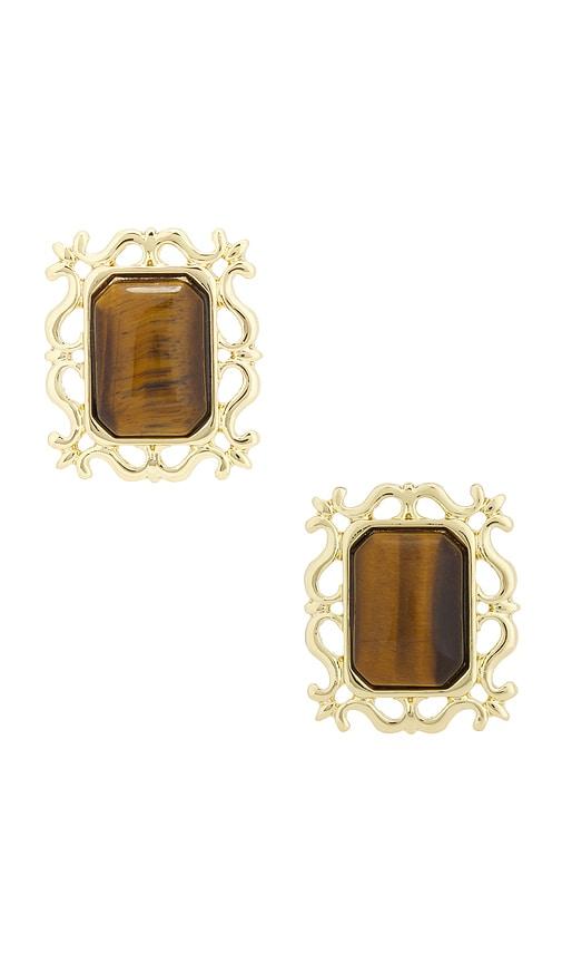 petit moments viva stud earrings in metallic gold.
