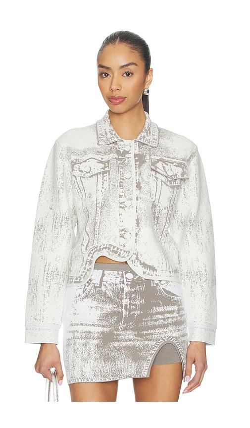 ph5 hana denim print oversized jacket in grey,white. - size s (also in xs)