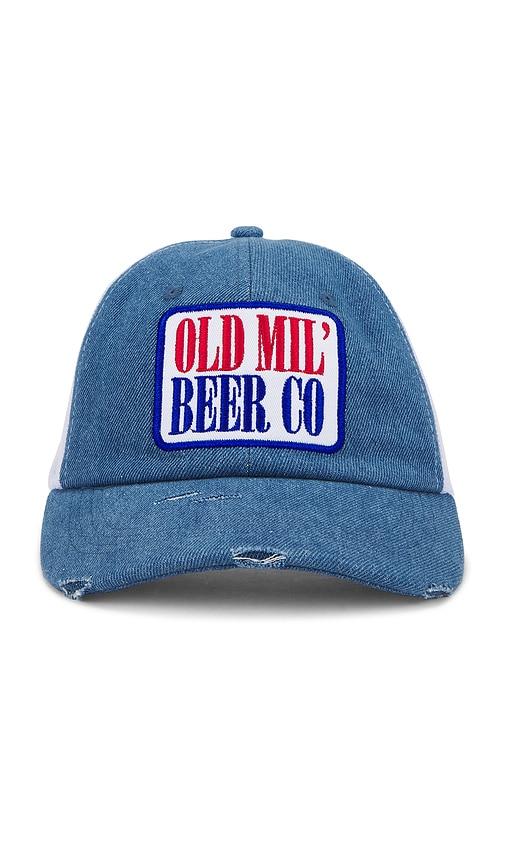philcos old mil' beer co hat in blue & white in blue.