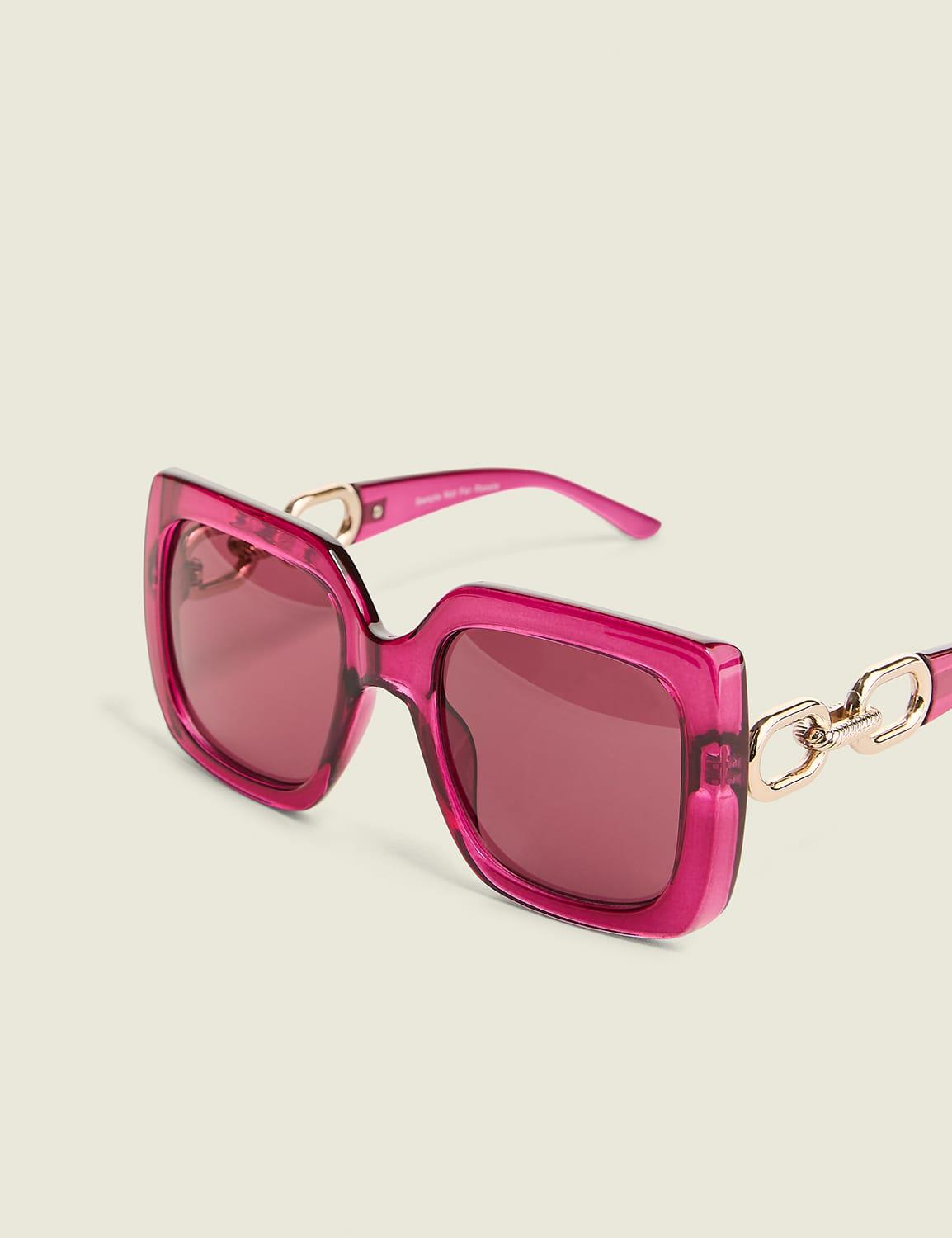 pink chain-link square sunglasses